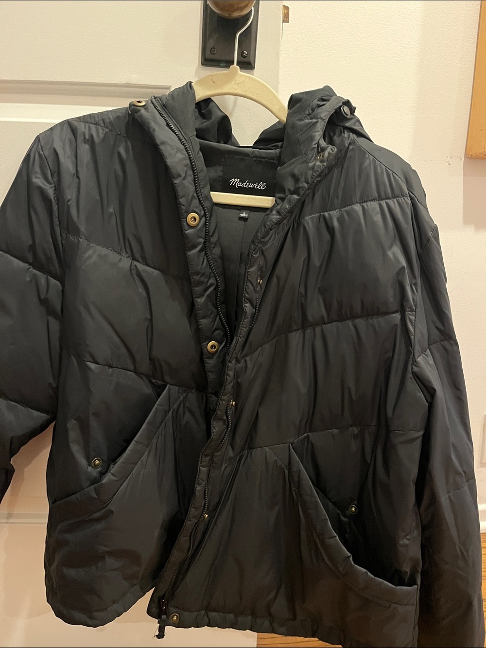 Madewell Black Hooded Puffer Coat